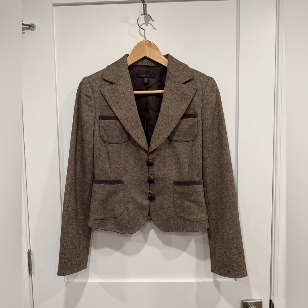 New Herringbone Riding Blazer, Banana Republic